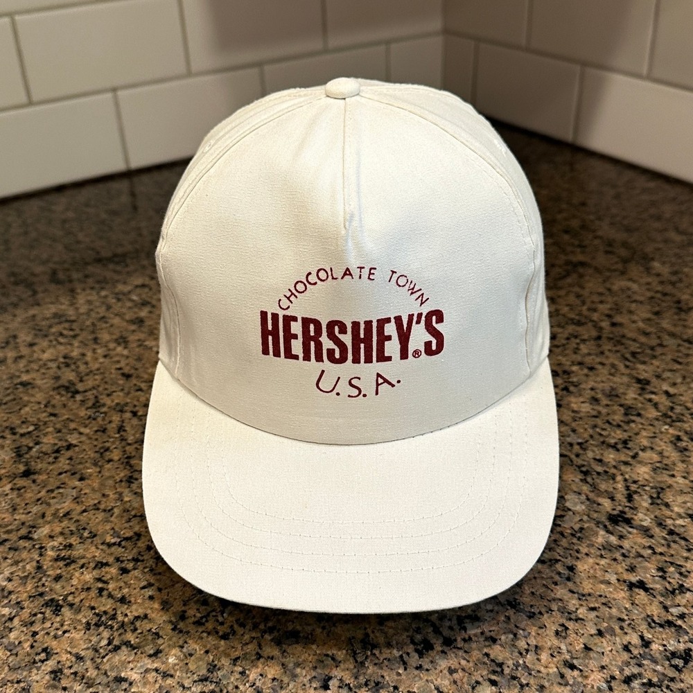 Vintage Hershey's K-Products Chocolate Town USA‎ White Snapback Hat Pennant
